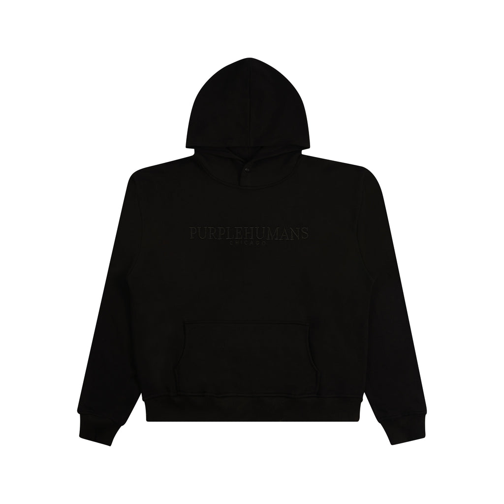 Black with Black Embroidery Logo Hoodie