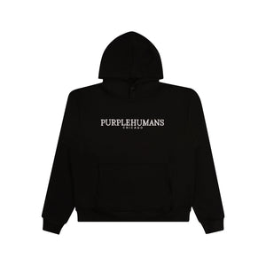 Black with White Embroidery Logo Hoodie