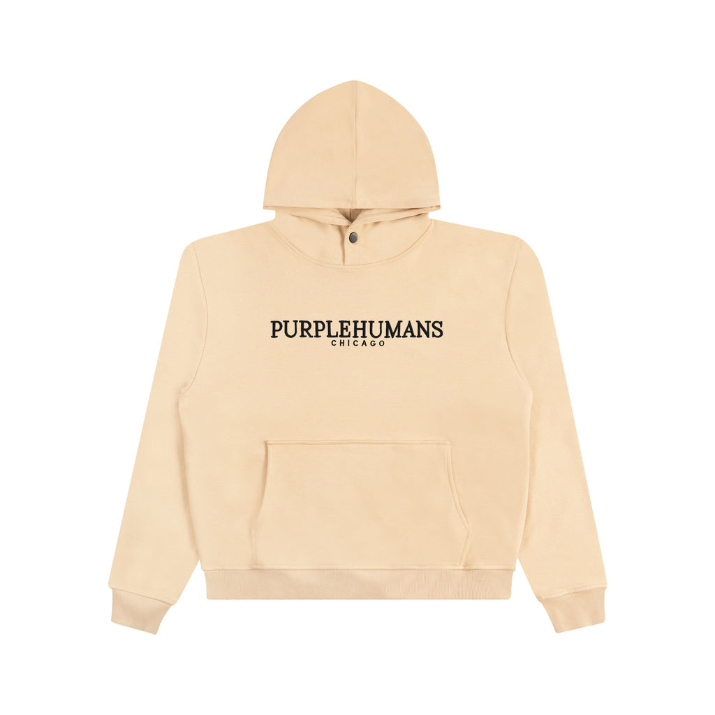 Tan with Black Embroidery Logo Hoodie